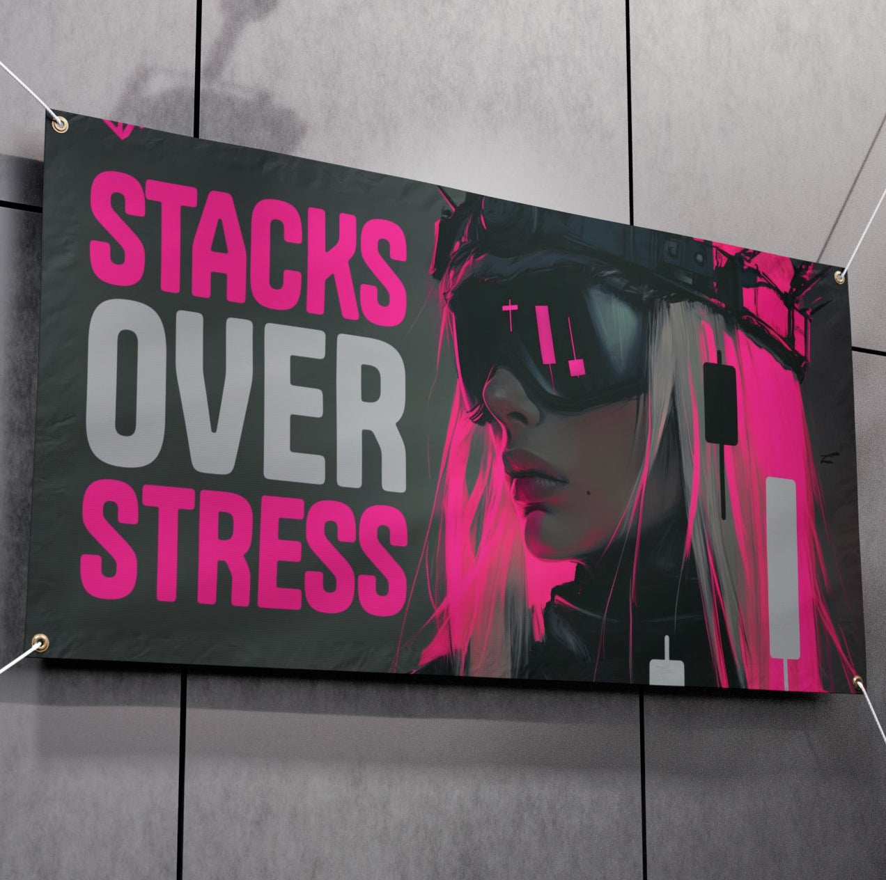 STACKS OVER STRESS XL DECOR BANNER 50/50
