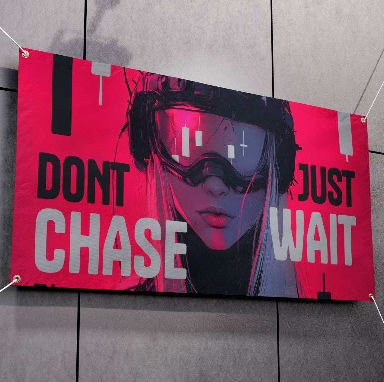 DONT CHASE JUST WAIT XL DECOR BANNER 50/50