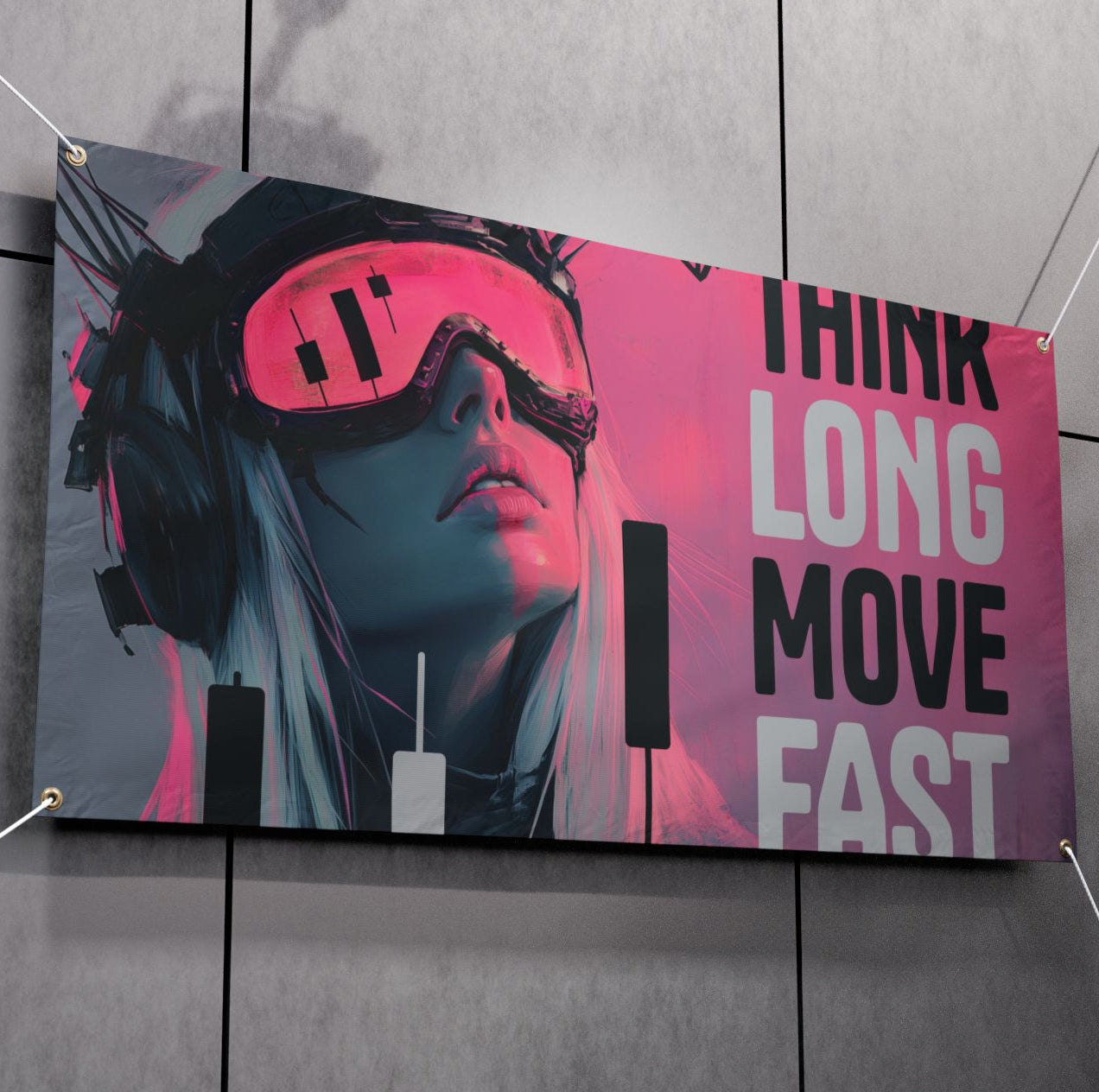 THINK LONG MOVE FAST XL DECOR BANNER 50/50