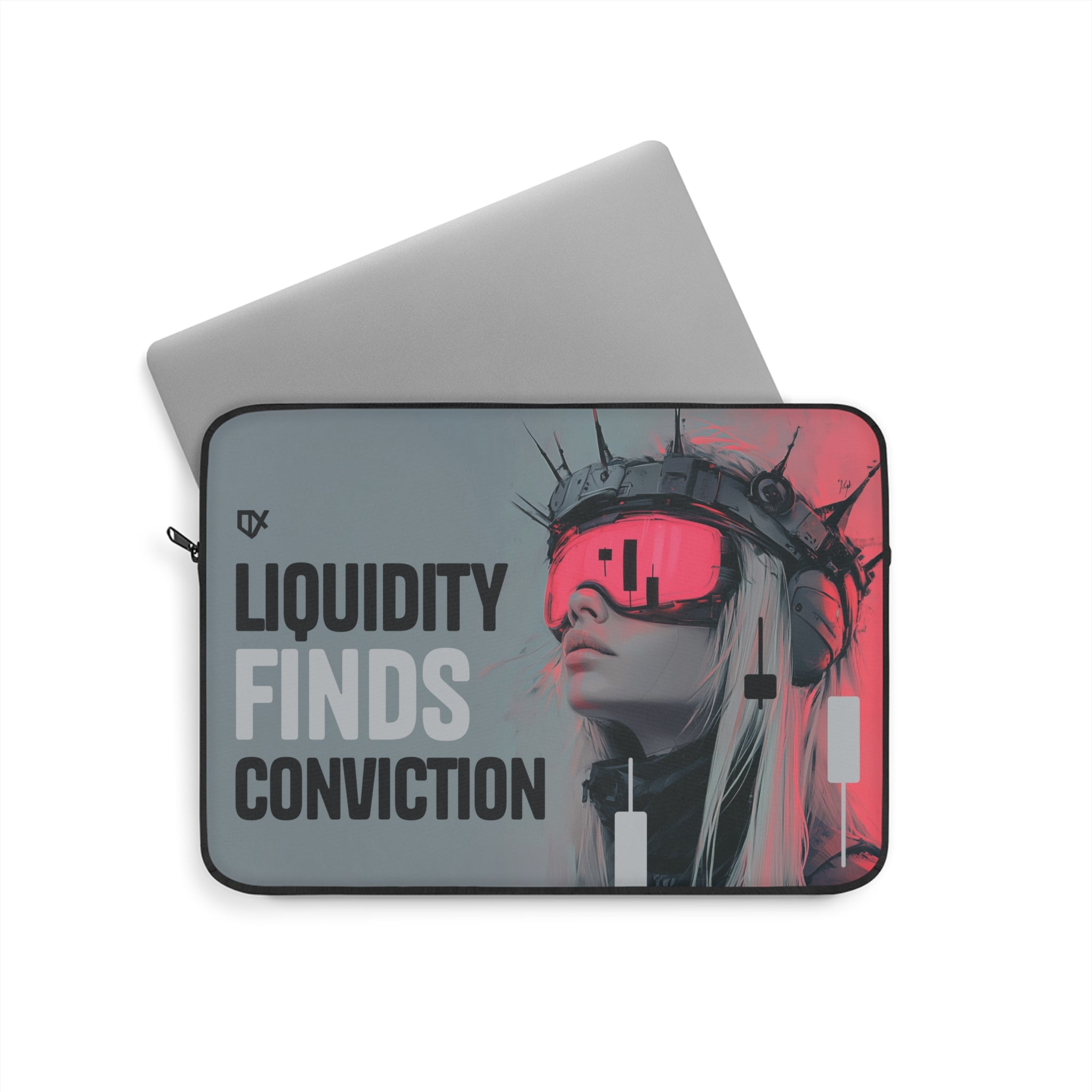 LIQUIDITY FINDS CONVICTION LAPTOP TRAVEL CASE SLEEVE 100/100