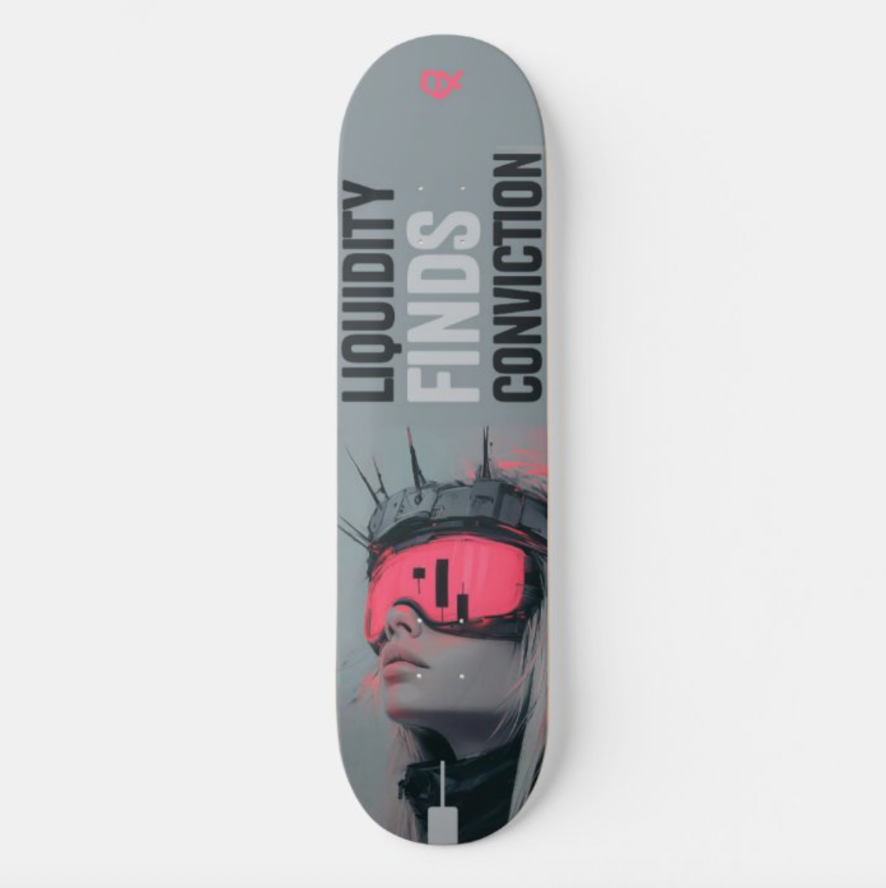 LIQUIDITY FINDS CONVICTION SKATEBOARD WALL ART 100/100