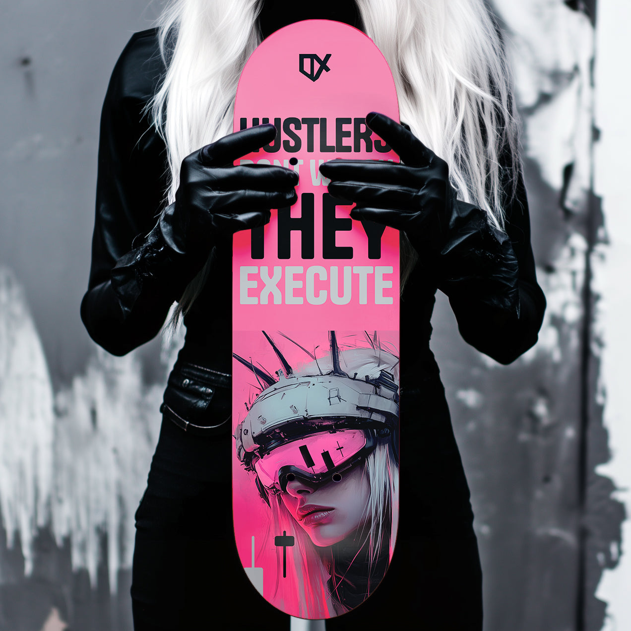 HUSTLERS DONT WATCH THEY EXECUTE SKATEBOARD WALL ART 100/100
