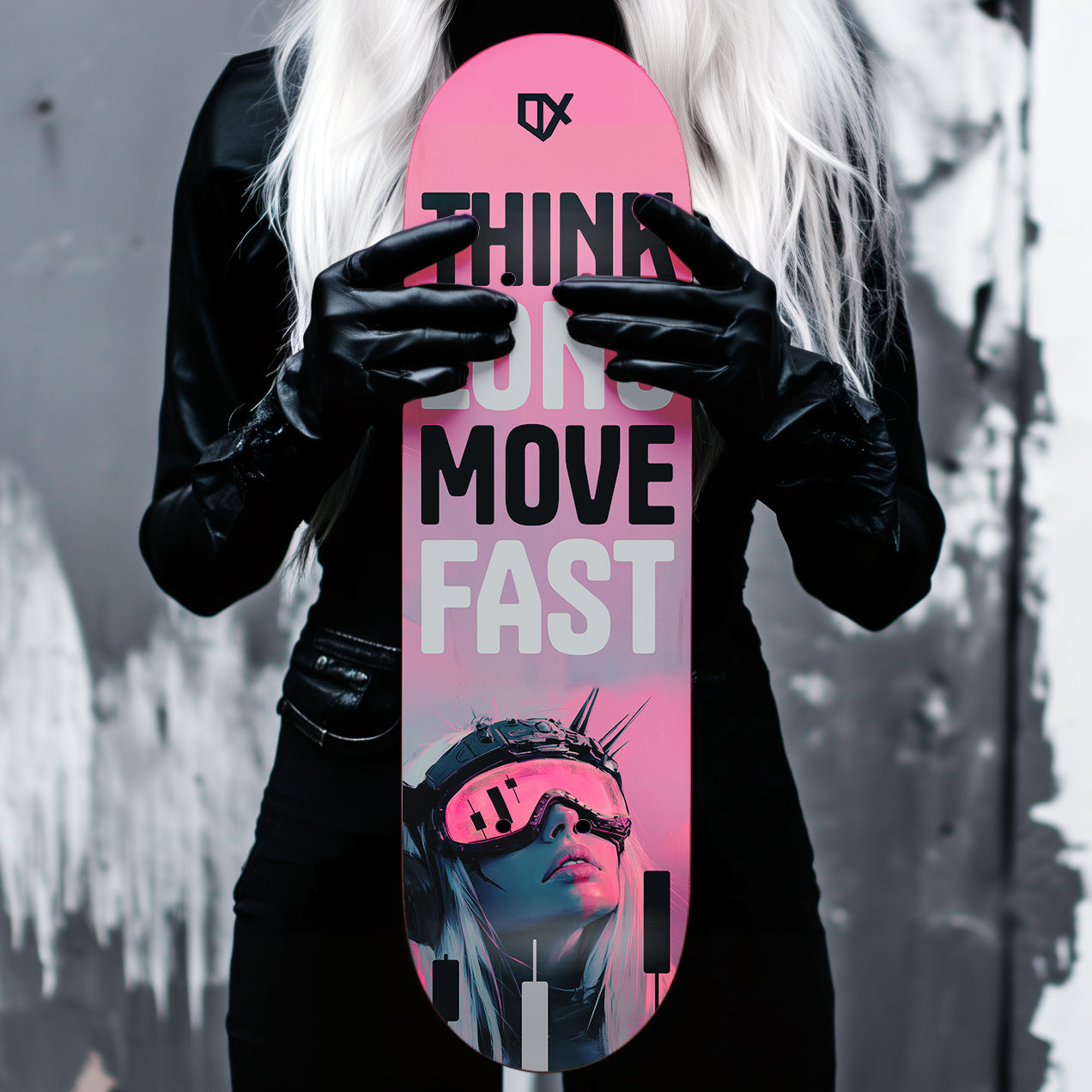 THINK LONG MOVE FAST SKATEBOARD WALL ART 100/100
